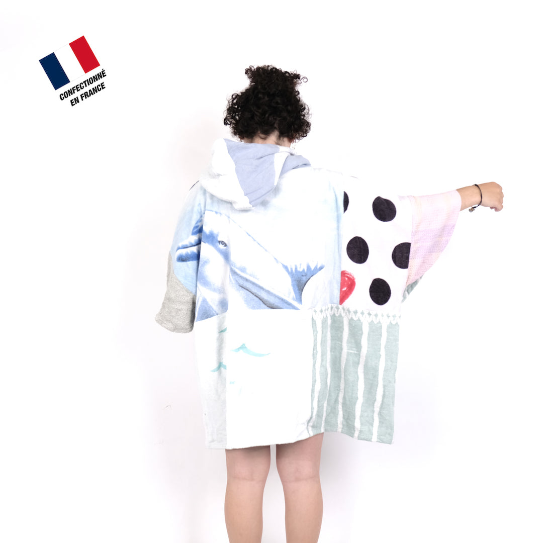 Poncho Anfibi Junior 100% Upcyclé « Frogs & Dolphin » modèle unique