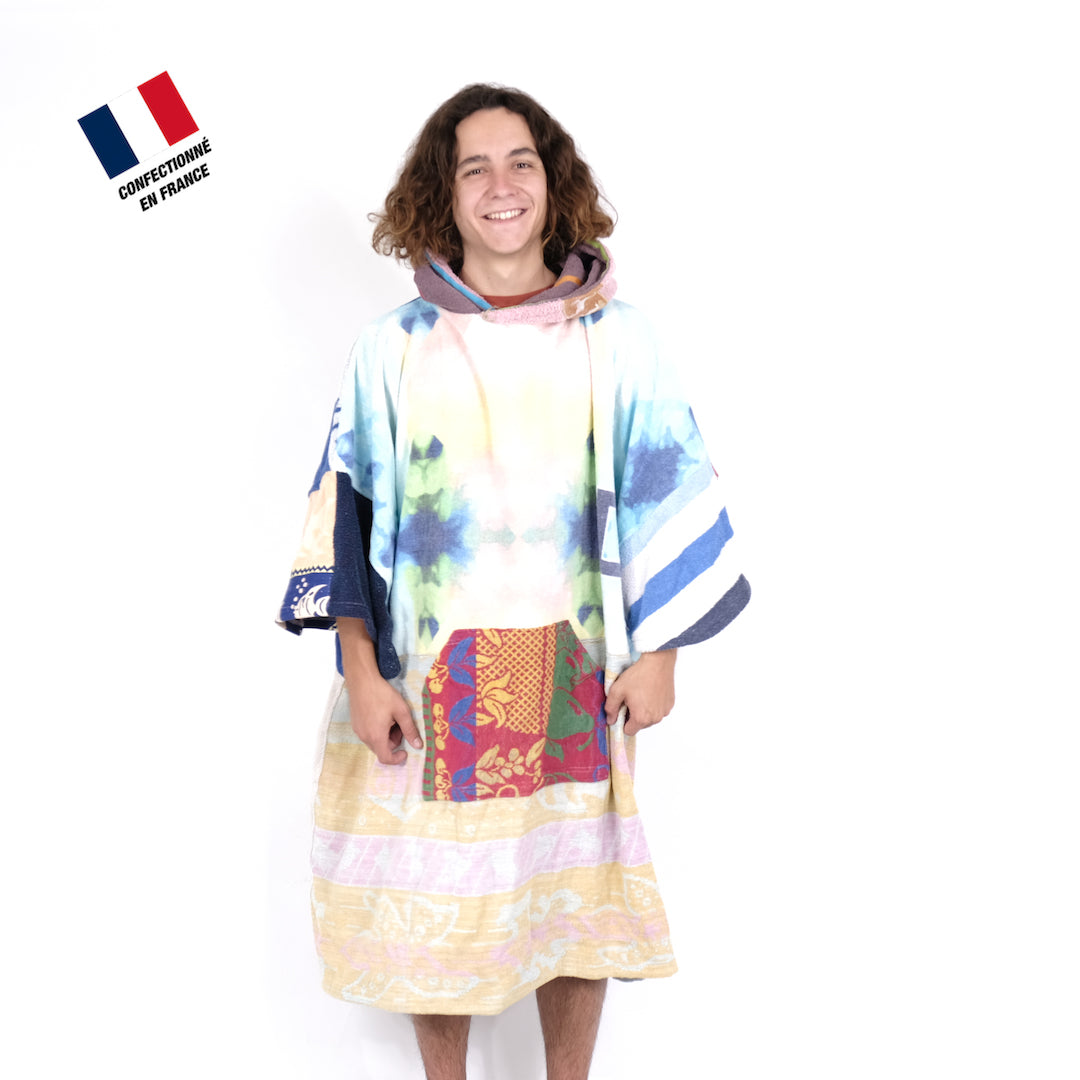 Poncho Anfibi unisexe 100% Upcyclé « Watercolor » modèle unique