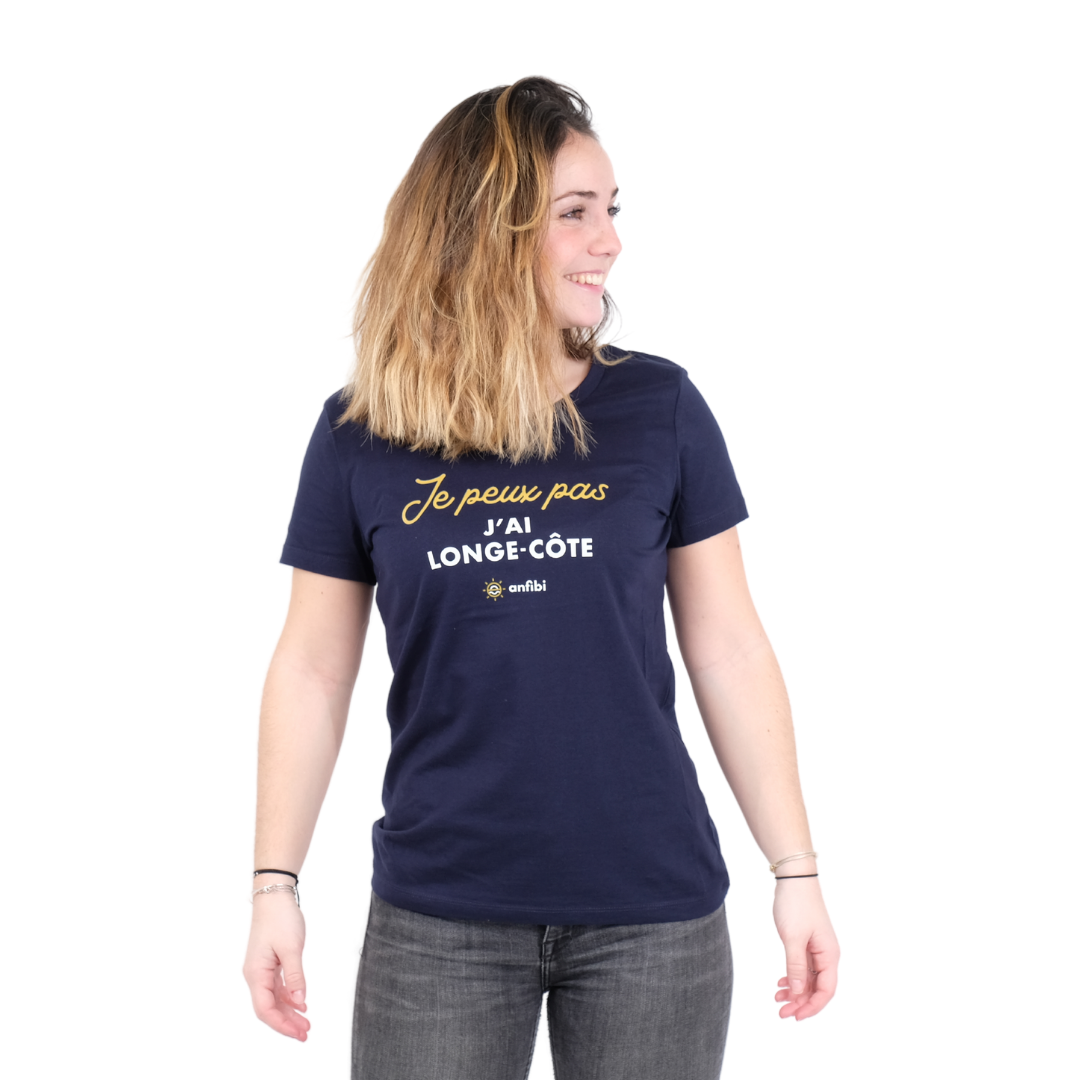 Tee-shirt femme Anfibi "Je peux pas j'ai longe-côte" - Bleu Marine