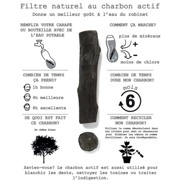 Lot de 3 Charbons de bois Binchotan filtre à eau 100% naturel
