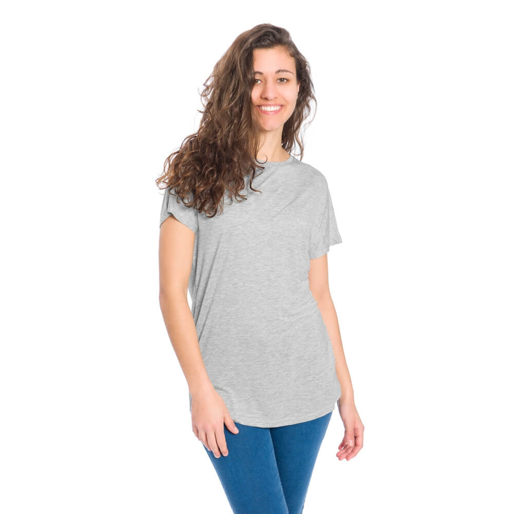 T-shirt gris manches longues en fibres de cellulose (Lyocell, TENCEL™)