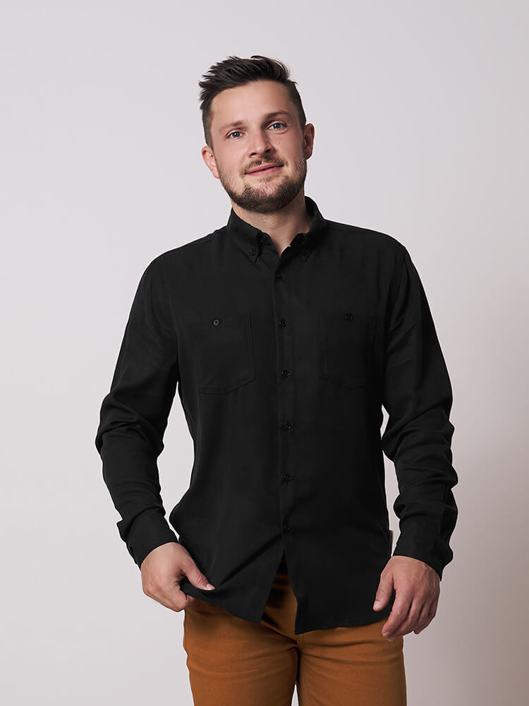 Chemise Noire Homme fibres de cellulose