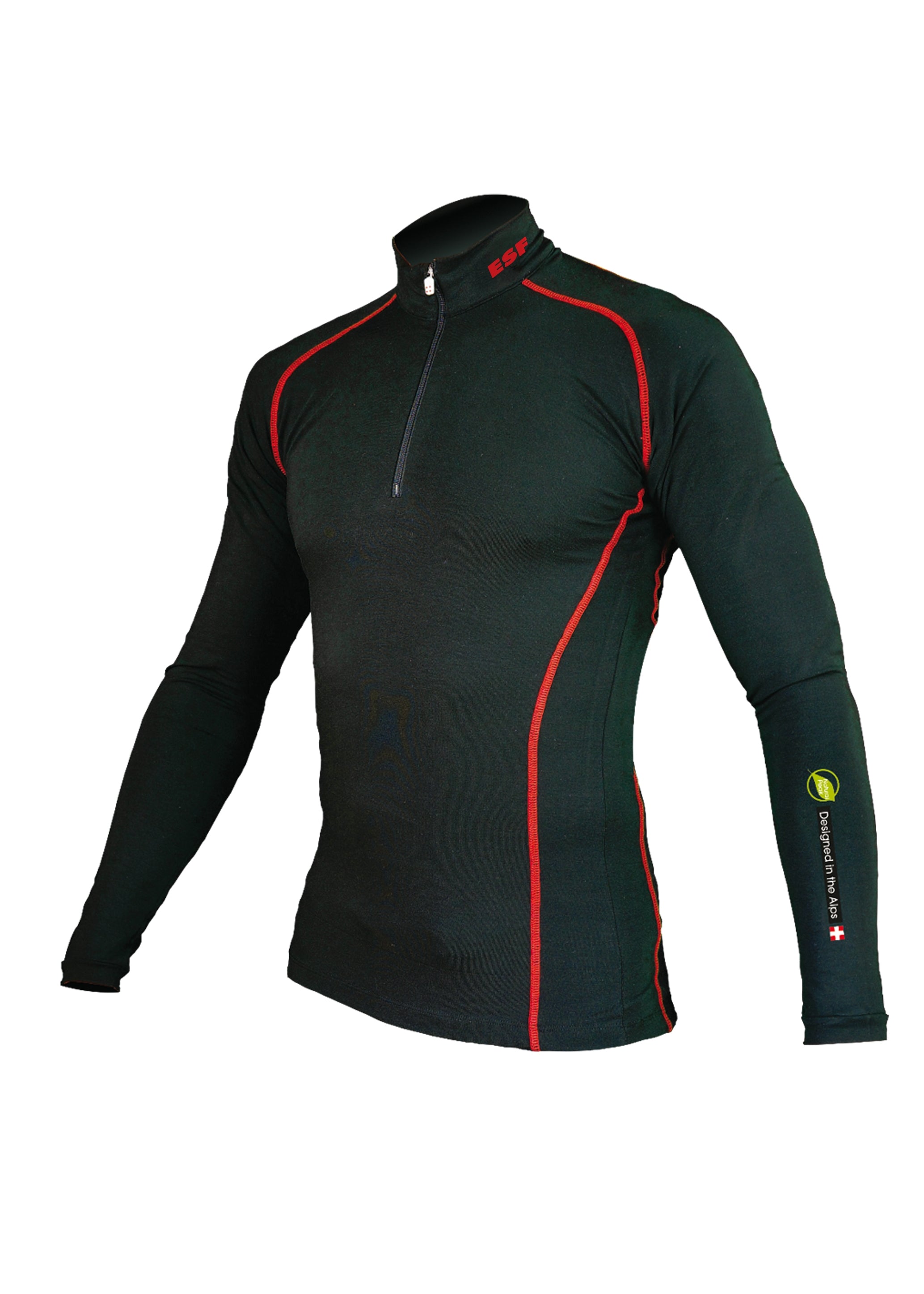 Base Layer « POINTE BLANCHE ESF» Homme Noir/Rouge